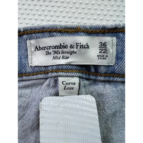 Abercrombie & Fitch Curve Love The 90s Straight Mid Rise Jeans Womens Sz 22 Long - Picture 3 of 8
